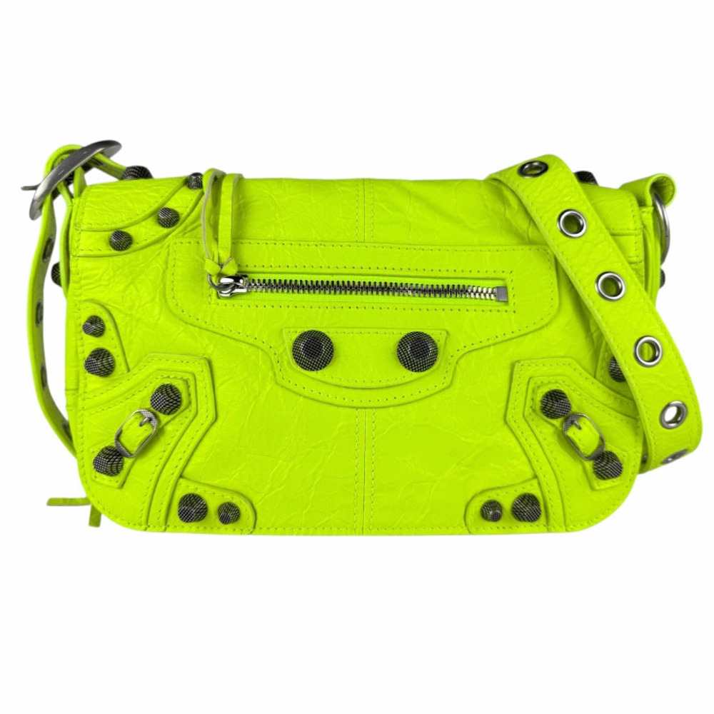 Balenciaga Shoulder Bag Le Cagole Leather Neon Yellow